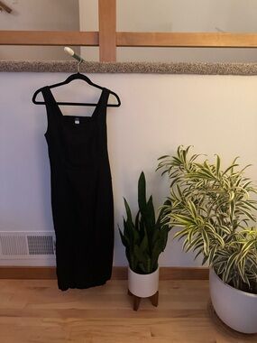 Classic Gap Black Square-Neck Midi Dress - Women's